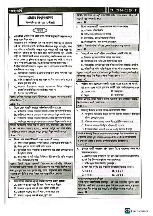 চট্টগ্রাম বিশ্ববিদ্যালয় A Unit